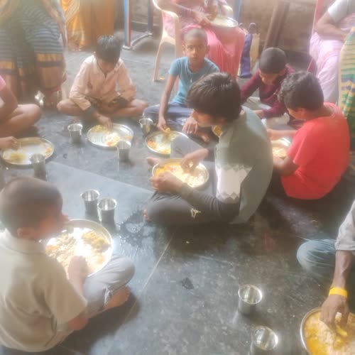 People eating together at the table
